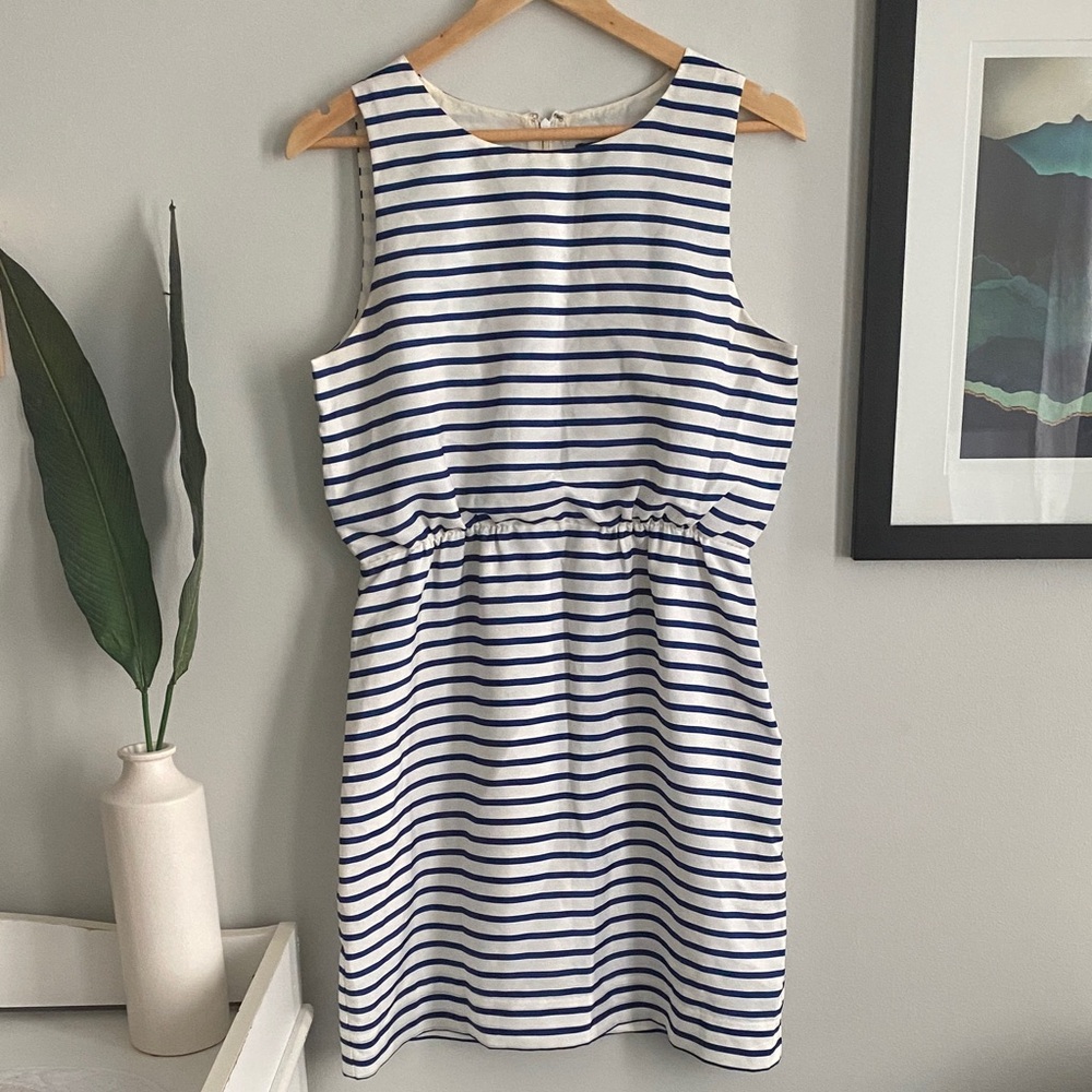 J. Crew Navy and White Striped Mini Dress